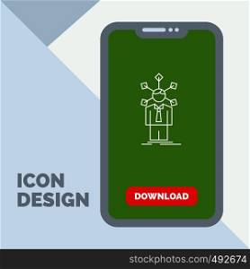 development, human, network, personality, self Line Icon in Mobile for Download Page. Vector EPS10 Abstract Template background