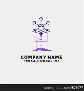 development, human, network, personality, self Purple Business Logo Template. Place for Tagline. Vector EPS10 Abstract Template background