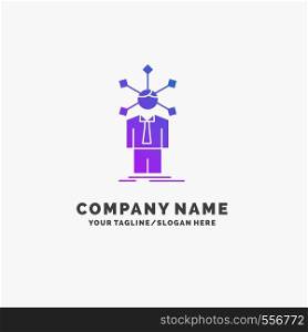 development, human, network, personality, self Purple Business Logo Template. Place for Tagline.. Vector EPS10 Abstract Template background