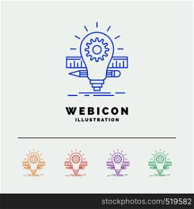 Development, idea, bulb, pencil, scale 5 Color Line Web Icon Template isolated on white. Vector illustration. Vector EPS10 Abstract Template background