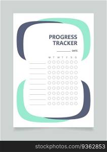 Development progress tracker worksheet design template. Printable goal setting sheet. Editable time management s&le. Scheduling page for organizing personal tasks. Arial Regular font used. Development progress tracker worksheet design template