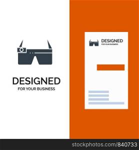 Device, Glasses, Google Glass, Smart Grey Logo Design and Business Card Template