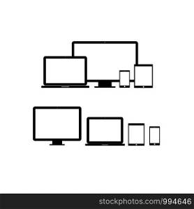 Device Icons: smartphone, tablet, laptop and desktop computer.