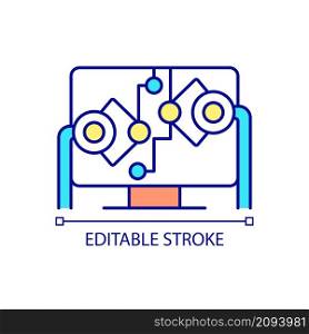 Device management RGB color icon. Personal computer software. PC programs and operating system. Isolated vector illustration. Simple filled line drawing. Editable stroke. Arial font used. Device management RGB color icon