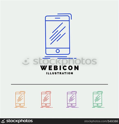 Device, mobile, phone, smartphone, telephone 5 Color Line Web Icon Template isolated on white. Vector illustration. Vector EPS10 Abstract Template background