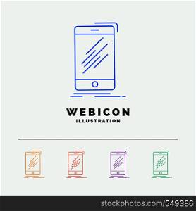 Device, mobile, phone, smartphone, telephone 5 Color Line Web Icon Template isolated on white. Vector illustration. Vector EPS10 Abstract Template background