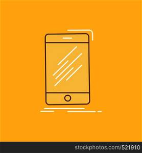 Device, mobile, phone, smartphone, telephone Flat Line Filled Icon. Beautiful Logo button over yellow background for UI and UX, website or mobile application. Vector EPS10 Abstract Template background