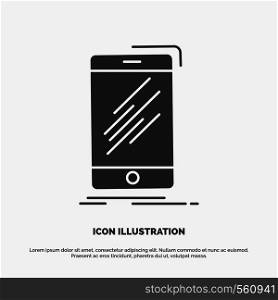 Device, mobile, phone, smartphone, telephone Icon. glyph vector gray symbol for UI and UX, website or mobile application. Vector EPS10 Abstract Template background