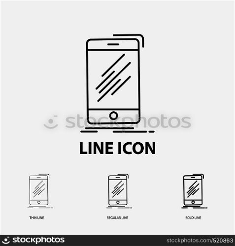 Device, mobile, phone, smartphone, telephone Icon in Thin, Regular and Bold Line Style. Vector illustration. Vector EPS10 Abstract Template background