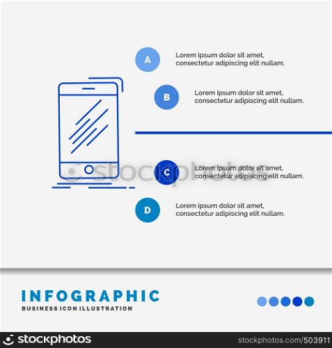Device, mobile, phone, smartphone, telephone Infographics Template for Website and Presentation. Line Blue icon infographic style vector illustration. Vector EPS10 Abstract Template background