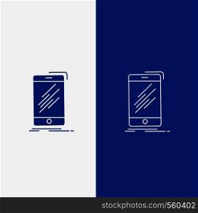 Device, mobile, phone, smartphone, telephone Line and Glyph web Button in Blue color Vertical Banner for UI and UX, website or mobile application. Vector EPS10 Abstract Template background