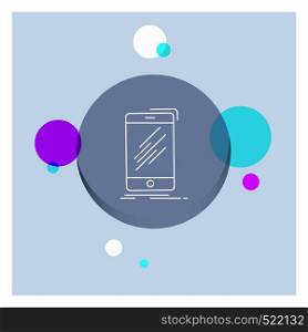 Device, mobile, phone, smartphone, telephone White Line Icon colorful Circle Background. Vector EPS10 Abstract Template background
