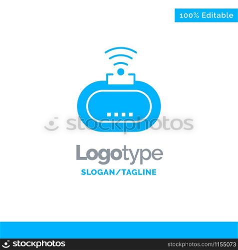 Device, Security, Wifi, Signal Blue Solid Logo Template. Place for Tagline