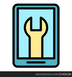 Device settings icon. Outline device settings vector icon color flat isolated. Device settings icon color outline vector