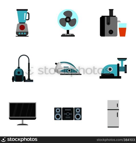 Devices for home icons set. Flat illustration of 9 devices for home vector icons for web. Devices for home icons set, flat style