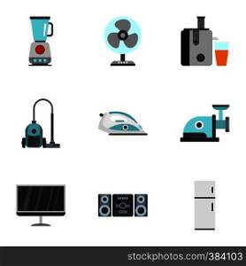 Devices for home icons set. Flat illustration of 9 devices for home vector icons for web. Devices for home icons set, flat style