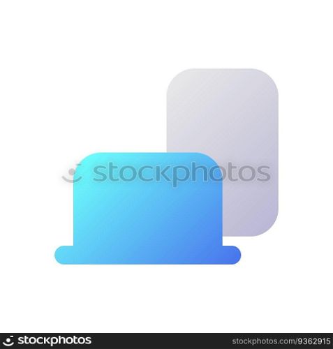 Devices pixel perfect flat gradient two-color ui icon. Connected gadgets. Messenger active sessions. Simple filled pictogram. GUI, UX design for mobile application. Vector isolated RGB illustration. Devices pixel perfect flat gradient two-color ui icon