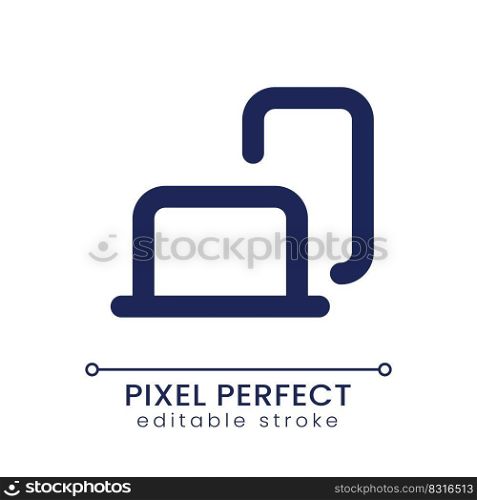 Devices pixel perfect linear ui icon. Connected gadgets. Messenger active sessions. GUI, UX design. Outline isolated user interface element for app and web. Editable stroke. Poppins font used. Devices pixel perfect linear ui icon