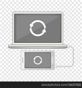 devices synchronization icon. Cartoon illustration of devices synchronization vector icon for web design. devices synchronization icon, cartoon style