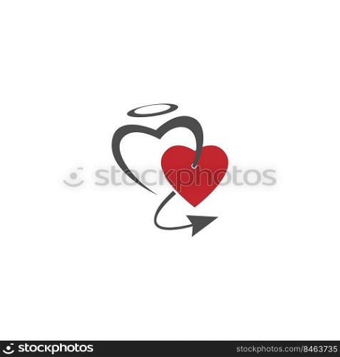 Devil heart icon logo design illustration template