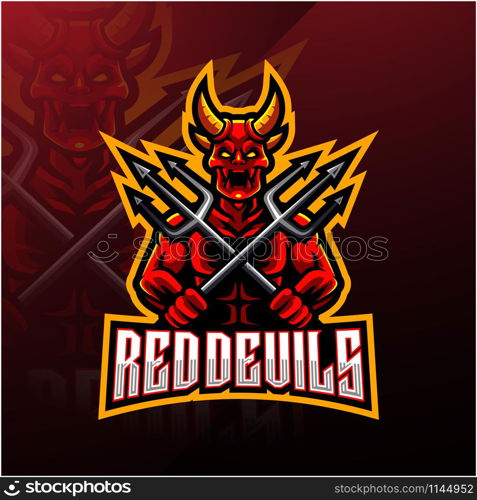 Devil holds the trident esport mascot logo