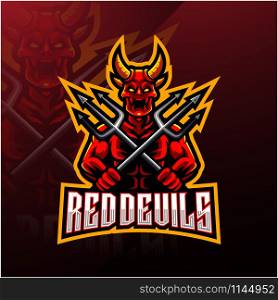 Devil holds the trident esport mascot logo