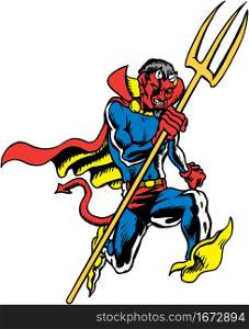 Devil Mascot Running Vector Illustration