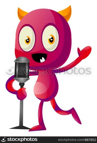 Devil speak on microphone, illustration, vector on white background.
