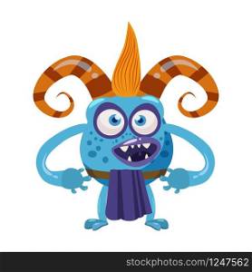 Devil Troll cute funny fairytale character, emotions, cartoon style. Devil Troll cute funny fairytale character, emotions, cartoon style, for books, advertising, stickers, vector, illustration, banner, isolated