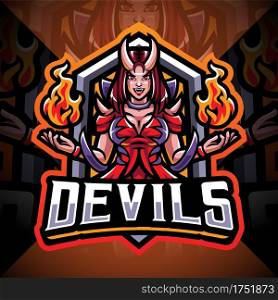 Devils girl esport mascot logo 