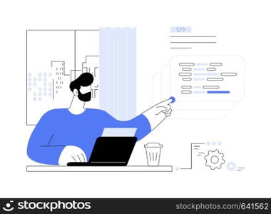 DevOps engineering abstract concept vector illustration. Professional DevOps engineer programming and coding, IT company specialist, back end development, system operator abstract metaphor.. DevOps engineering abstract concept vector illustration.