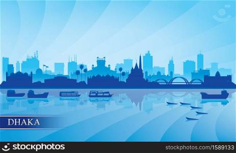 Dhaka city skyline silhouette background, vector illustration
