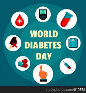Diabetes day concept background. Flat illustration of diabetes day vector concept background for web design. Diabetes day concept background, flat style