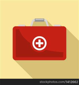 Diabetes first aid kit icon. Flat illustration of diabetes first aid kit vector icon for web design. Diabetes first aid kit icon, flat style