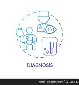 Diagnosis blue gradient concept icon. Disease symptom. Laboratory test. Childhood illness. Health care. Medical consultation abstract idea thin line illustration. Isolated outline drawing. Diagnosis blue gradient concept icon