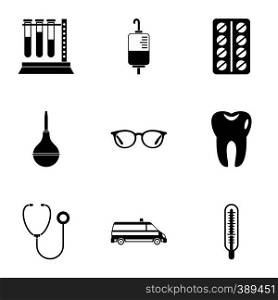 Diagnosis icons set. Simple illustration of 9 diagnosis vector icons for web. Diagnosis icons set, simple style