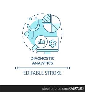 Diagnostic analytics turquoise concept icon. Business data management type abstract idea thin line illustration. Isolated outline drawing. Editable stroke. Arial, Myriad Pro-Bold fonts used. Diagnostic analytics turquoise concept icon
