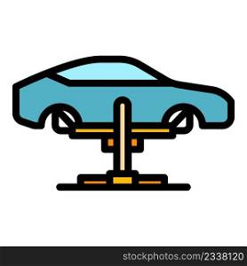 Diagnostic car lift icon. Outline diagnostic car lift vector icon color flat isolated. Diagnostic car lift icon color outline vector