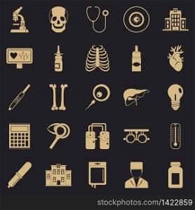 Diagnostic icons set. Simple set of 25 diagnostic vector icons for web for any design. Diagnostic icons set, simple style