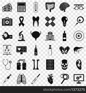 Diagnostic icons set. Simple style of 36 diagnostic vector icons for web for any design. Diagnostic icons set, simple style