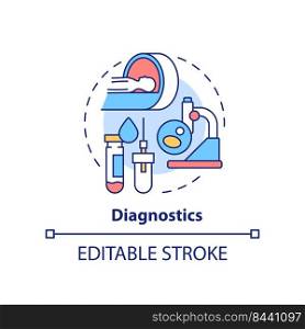 Diagnostics concept icon. Pandemic preparedness clinical research abstract idea thin line illustration. Isolated outline drawing. Editable stroke. Arial, Myriad Pro-Bold fonts used. Diagnostics concept icon