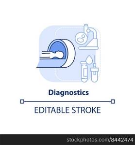 Diagnostics light blue concept icon. Pandemic preparedness clinical research abstract idea thin line illustration. Isolated outline drawing. Editable stroke. Arial, Myriad Pro-Bold fonts used. Diagnostics light blue concept icon