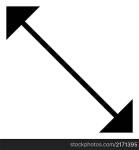 Diagonal arrow icon. Resize cursor in black line style isolated on white background. Diagonal arrow icon. Resize cursor in black line style
