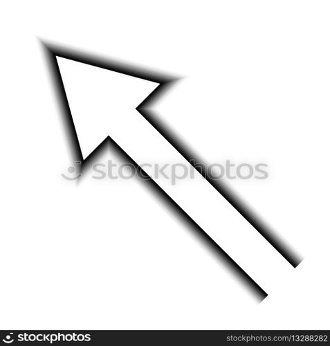 Diagonal arrow with shadow direction navigation pointer guide
