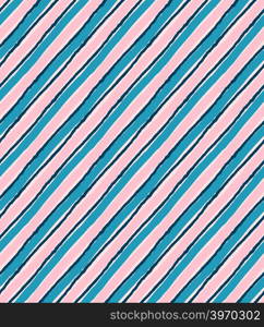 Diagonal blue and pink lines.Hand drawn with ink and colored with marker brush seamless background.Creative hand made brushed design.