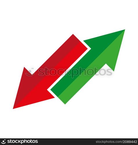 Diagonal green and red arrow. Down and up. Navigation background. Direction sign. Vector illustration. Stock image. EPS 10.. Diagonal green and red arrow. Down and up. Navigation background. Direction sign. Vector illustration. Stock image.