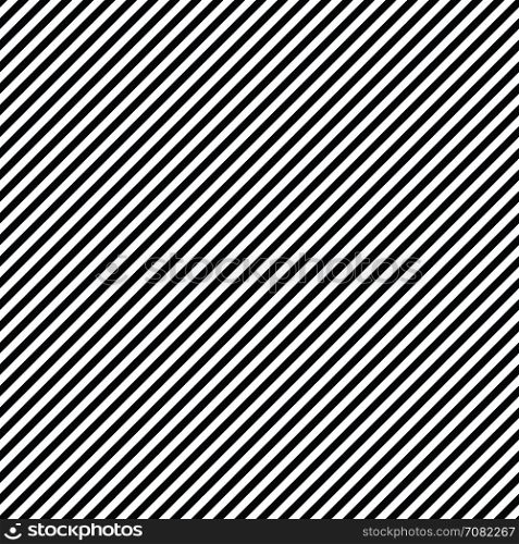 Diagonal lines seamless black and white pattern. Repeat straight monochrome stripes texture background. Geometric vector background