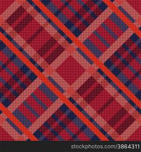Diagonal seamless vector pattern as a tartan plaid mainly in red and blue colors. Tartan seamless diagonal texture in red and blue