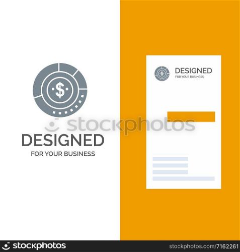 Diagram, Analysis, Budget, Chart, Finance, Financial, Report, Statistics Grey Logo Design and Business Card Template