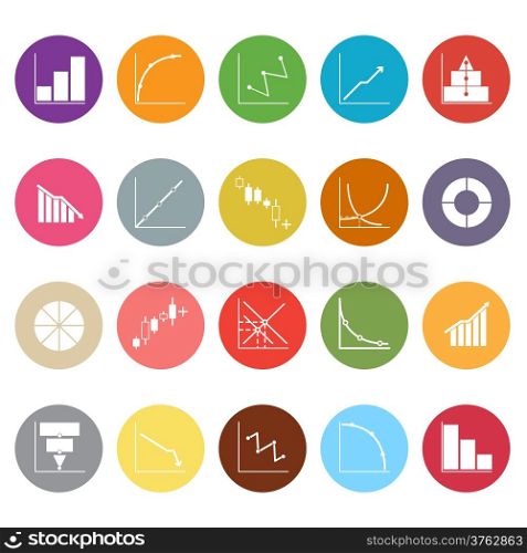 Diagram and graph flat icons on white background, stock vector